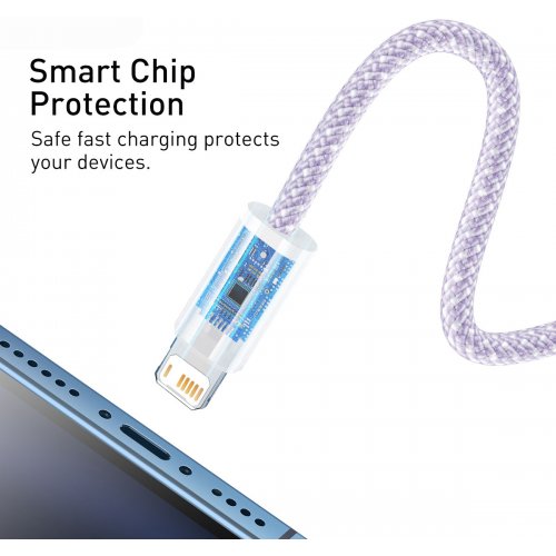 Кабель Baseus Dynamic Series USB to Lightning 2.4A 2m (CALD000503) Blue купить в Украине: Киев, Днепр, Харьков, Одесса  | Низкая цена, отзывы, характеристики от TELEMART фото