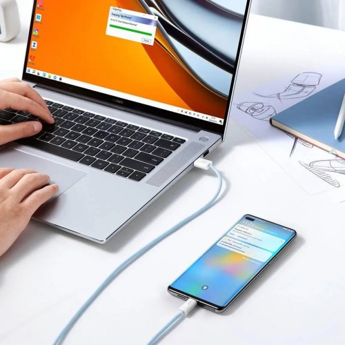 Кабель Baseus Dynamic Series USB to USB Type-C 100W 1m (CALD000603) Blue купить в Украине: Киев, Днепр, Харьков, Одесса  | Низкая цена, отзывы, характеристики от TELEMART фото