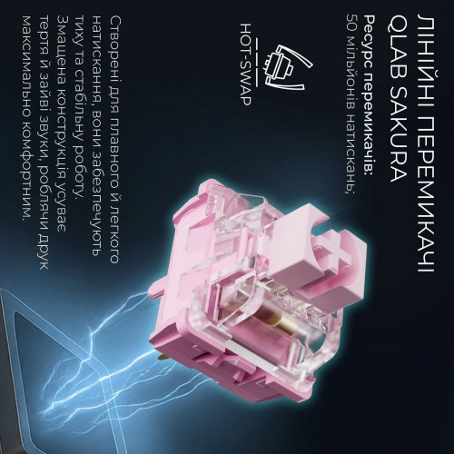 Клавиатура GamePro Asgard Valhalla Pro QLAB Sakura Switch Wireless (MK160-B-QS-PRO) Black купить в Украине: Киев, Днепр, Харьков, Одесса  | Низкая цена, отзывы, характеристики от TELEMART фото