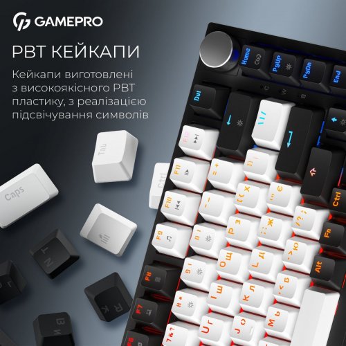 Клавиатура GamePro Asgard Valhalla Pro QLAB Sakura Switch Wireless (MK160-B-QS-PRO) Black купить в Украине: Киев, Днепр, Харьков, Одесса  | Низкая цена, отзывы, характеристики от TELEMART фото