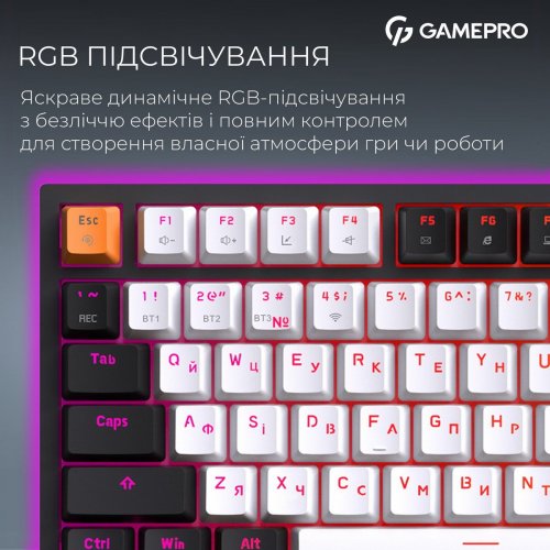 Клавиатура GamePro Asgard Valhalla Pro QLAB Sakura Switch Wireless (MK160-B-QS-PRO) Black купить в Украине: Киев, Днепр, Харьков, Одесса  | Низкая цена, отзывы, характеристики от TELEMART фото