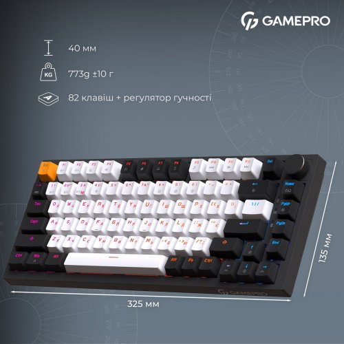 Клавиатура GamePro Asgard Valhalla Pro QLAB Sakura Switch Wireless (MK160-B-QS-PRO) Black купить в Украине: Киев, Днепр, Харьков, Одесса  | Низкая цена, отзывы, характеристики от TELEMART фото