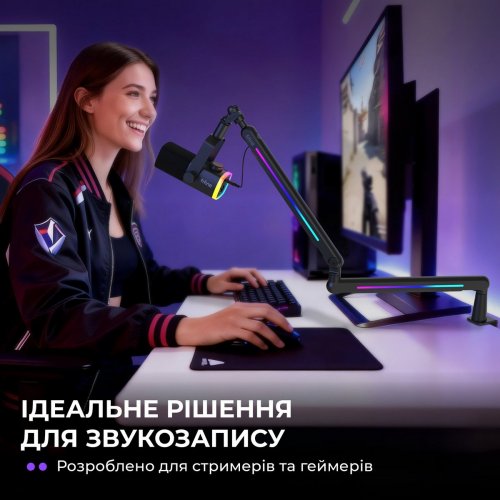 Стійка-пантограф Fifine BM88 Pro RGB Black купити в Україні: Київ, Львів, Хмельницький, Тернопіль, Івано-Франківськ | Низька ціна, відгуки, характеристики від TELEMART фото