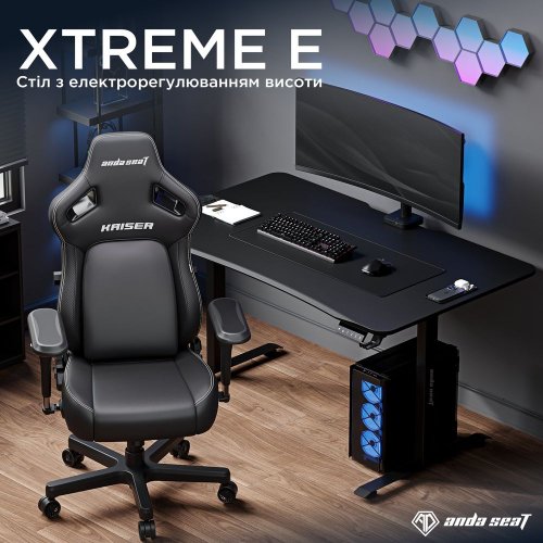 Компьютерный стол с электрорегулировкой высоты Anda Seat Xtreme E 140 (AD-D-DD1-1400-06-B) Black купить в Украине: Киев, Днепр, Харьков, Одесса  | Низкая цена, отзывы, характеристики от TELEMART фото
