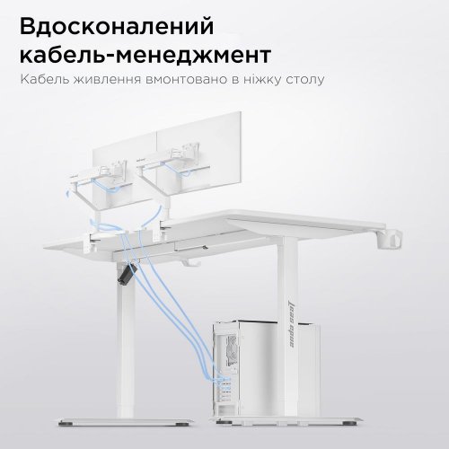 Компьютерный стол с электрорегулировкой высоты Anda Seat Xtreme E 140 (AD-D-DD1-1400-06-W) White купить в Украине: Киев, Днепр, Харьков, Одесса  | Низкая цена, отзывы, характеристики от TELEMART фото
