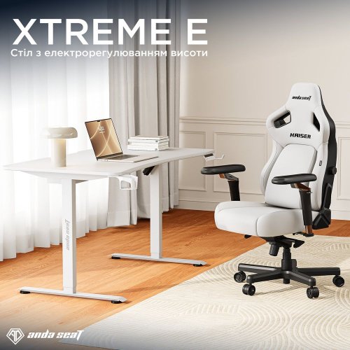 Компьютерный стол с электрорегулировкой высоты Anda Seat Xtreme E 140 (AD-D-DD1-1400-06-W) White купить в Украине: Киев, Днепр, Харьков, Одесса  | Низкая цена, отзывы, характеристики от TELEMART фото