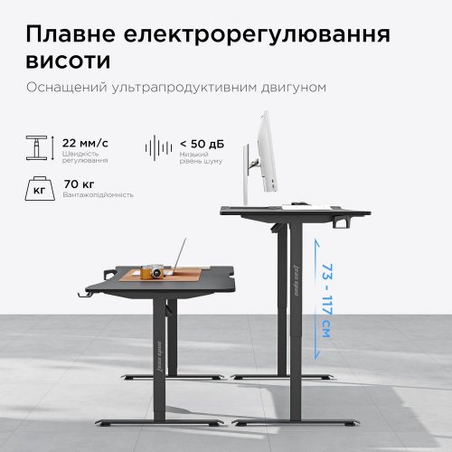 Компьютерный стол с электрорегулировкой высоты Anda Seat Xtreme E 160 (AD-D-DD1-1600-06-B) Black купить в Украине: Киев, Днепр, Харьков, Одесса  | Низкая цена, отзывы, характеристики от TELEMART фото