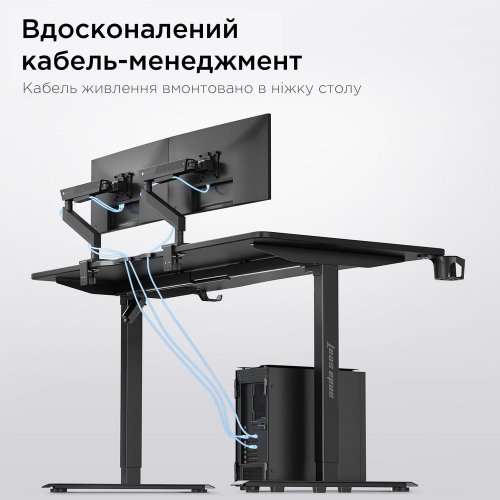 Компьютерный стол с электрорегулировкой высоты Anda Seat Xtreme E 160 (AD-D-DD1-1600-06-B) Black купить в Украине: Киев, Днепр, Харьков, Одесса  | Низкая цена, отзывы, характеристики от TELEMART фото