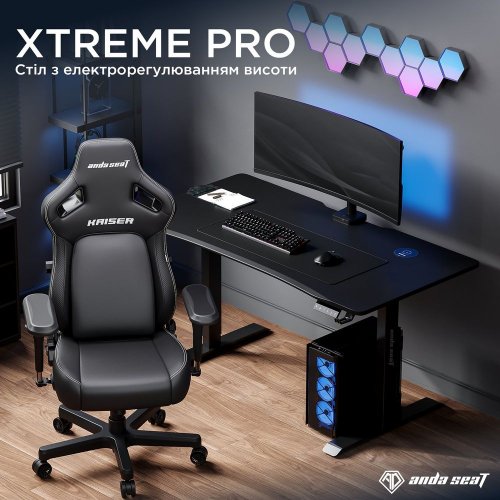 Компьютерный стол с электрорегулировкой высоты Anda Seat Xtreme Pro 160 (AD-D-DD1-1600-08-B) Black купить в Украине: Киев, Днепр, Харьков, Одесса  | Низкая цена, отзывы, характеристики от TELEMART фото