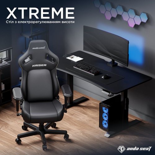 Компьютерный стол с электрорегулировкой высоты Anda Seat Xtreme 180 (AD-D-DD2-1800-04-B) Black купить в Украине: Киев, Днепр, Харьков, Одесса  | Низкая цена, отзывы, характеристики от TELEMART фото