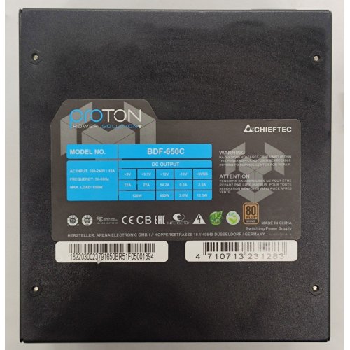 Блок питания CHIEFTEC Proton 650W (BDF-650C) (Восстановлено продавцом, 868026) купить в Украине: Киев, Днепр, Харьков, Одесса  | Проверка совместимости, низкая цена, отзывы, характеристики от TELEMART фото