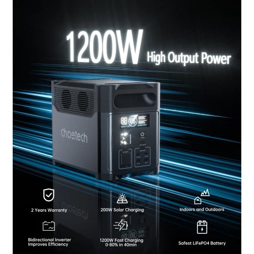 Зарядная станция Choetech BS061-BQB 1200W 1024Wh купить в Украине: Киев, Днепр, Харьков, Одесса  | Низкая цена, отзывы, характеристики от TELEMART фото