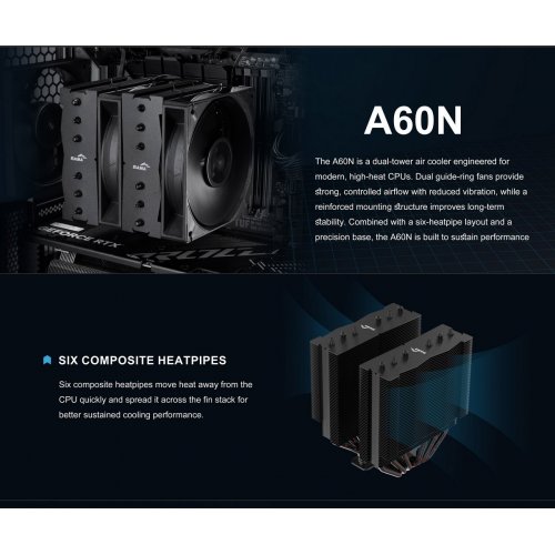 Кулер SAMA A60N (A60-BKWNYXOX-G) Black купить в Украине: Киев, Днепр, Харьков, Одесса  | Проверка совместимости, низкая цена, отзывы, характеристики от TELEMART фото