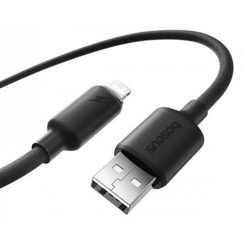 Кабель Baseus Foamed Silicone USB to Lightning 2.4A 1m (E0426900) Black купить в Украине: Киев, Днепр, Харьков, Одесса  | Низкая цена, отзывы, характеристики от TELEMART фото