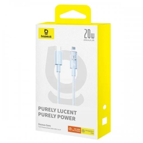 Кабель Baseus Gem Series USB Type-C to Lightning 20W 2m (P10373001311-01) Blue купити в Україні: Київ, Львів, Хмельницький, Тернопіль, Івано-Франківськ | Низька ціна, відгуки, характеристики від TELEMART фото