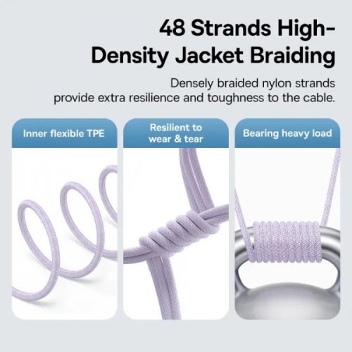 Кабель Baseus Gem Series USB Type-C to Lightning 20W 2m (P10373001511-01) Purple купити в Україні: Київ, Львів, Хмельницький, Тернопіль, Івано-Франківськ | Низька ціна, відгуки, характеристики від TELEMART фото