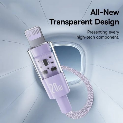 Кабель Baseus Gem Series USB Type-C to Lightning 20W 2m (P10373001511-01) Purple купити в Україні: Київ, Львів, Хмельницький, Тернопіль, Івано-Франківськ | Низька ціна, відгуки, характеристики від TELEMART фото