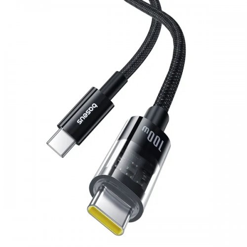 Кабель Baseus Gem Series USB Type-C to USB Type-C 100W 1m (P10373000111-00) Black купити в Україні: Київ, Львів, Хмельницький, Тернопіль, Івано-Франківськ | Низька ціна, відгуки, характеристики від TELEMART фото