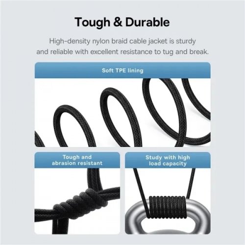 Кабель Baseus Gem Series USB Type-C to USB Type-C 100W 1m (P10373000111-00) Black купити в Україні: Київ, Львів, Хмельницький, Тернопіль, Івано-Франківськ | Низька ціна, відгуки, характеристики від TELEMART фото