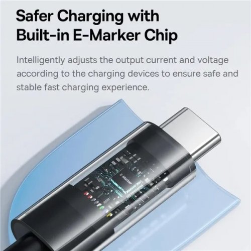 Кабель Baseus Gem Series USB Type-C to USB Type-C 100W 1m (P10373000111-00) Black купити в Україні: Київ, Львів, Хмельницький, Тернопіль, Івано-Франківськ | Низька ціна, відгуки, характеристики від TELEMART фото