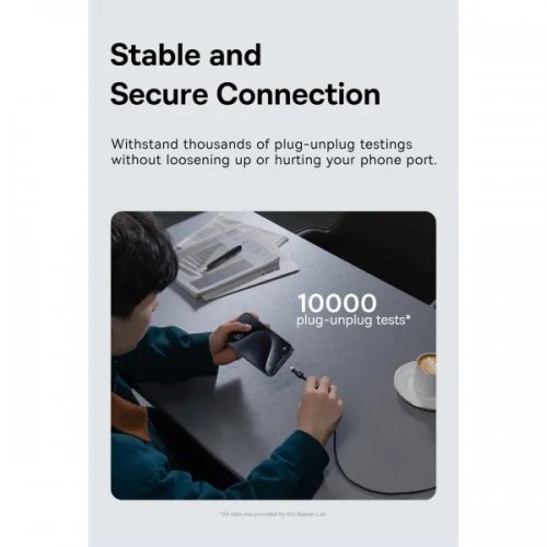 Кабель Baseus Gem Series USB Type-C to USB Type-C 100W 1m (P10373000111-00) Black купити в Україні: Київ, Львів, Хмельницький, Тернопіль, Івано-Франківськ | Низька ціна, відгуки, характеристики від TELEMART фото