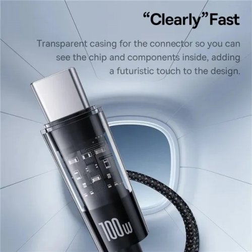 Кабель Baseus Gem Series USB Type-C to USB Type-C 100W 1m (P10373000111-00) Black купити в Україні: Київ, Львів, Хмельницький, Тернопіль, Івано-Франківськ | Низька ціна, відгуки, характеристики від TELEMART фото