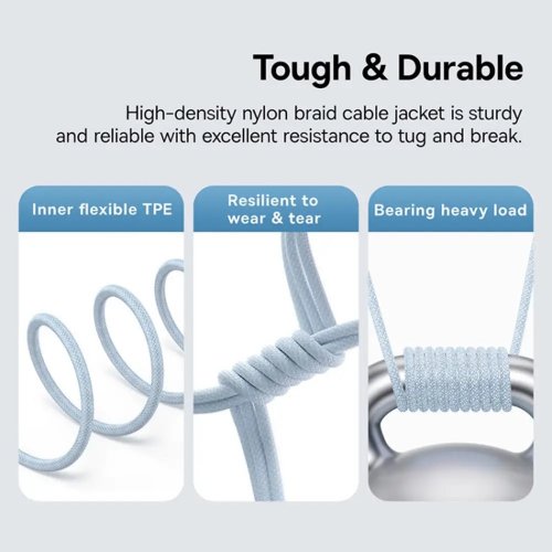 Кабель Baseus Gem Series USB Type-C to USB Type-C 100W 1m (P10373000311-00) Blue купити в Україні: Київ, Львів, Хмельницький, Тернопіль, Івано-Франківськ | Низька ціна, відгуки, характеристики від TELEMART фото