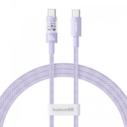 Кабель Baseus Gem Series USB Type-C to USB Type-C 100W 1m (P10373000511-00) Purple купити в Україні: Київ, Львів, Хмельницький, Тернопіль, Івано-Франківськ | Низька ціна, відгуки, характеристики від TELEMART фото