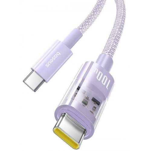 Кабель Baseus Gem Series USB Type-C to USB Type-C 100W 1m (P10373000511-00) Purple купити в Україні: Київ, Львів, Хмельницький, Тернопіль, Івано-Франківськ | Низька ціна, відгуки, характеристики від TELEMART фото
