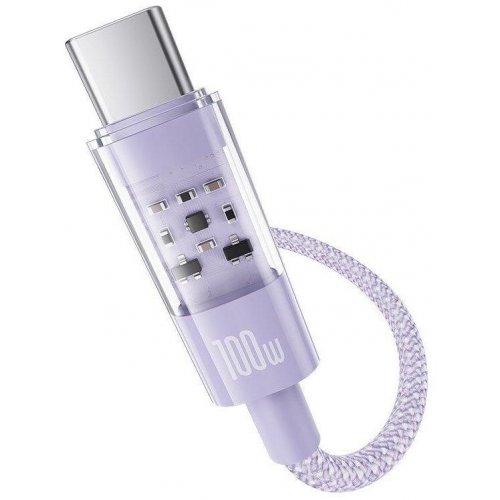 Кабель Baseus Gem Series USB Type-C to USB Type-C 100W 1m (P10373000511-00) Purple купити в Україні: Київ, Львів, Хмельницький, Тернопіль, Івано-Франківськ | Низька ціна, відгуки, характеристики від TELEMART фото