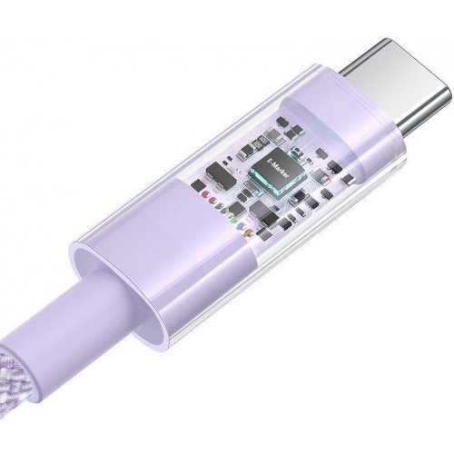 Кабель Baseus Gem Series USB Type-C to USB Type-C 100W 1m (P10373000511-00) Purple купити в Україні: Київ, Львів, Хмельницький, Тернопіль, Івано-Франківськ | Низька ціна, відгуки, характеристики від TELEMART фото
