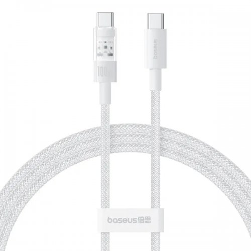 Кабель Baseus Gem Series USB Type-C to USB Type-C 100W 1m (P10373000211-00) White купити в Україні: Київ, Львів, Хмельницький, Тернопіль, Івано-Франківськ | Низька ціна, відгуки, характеристики від TELEMART фото