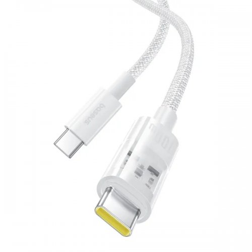 Кабель Baseus Gem Series USB Type-C to USB Type-C 100W 1m (P10373000211-00) White купити в Україні: Київ, Львів, Хмельницький, Тернопіль, Івано-Франківськ | Низька ціна, відгуки, характеристики від TELEMART фото