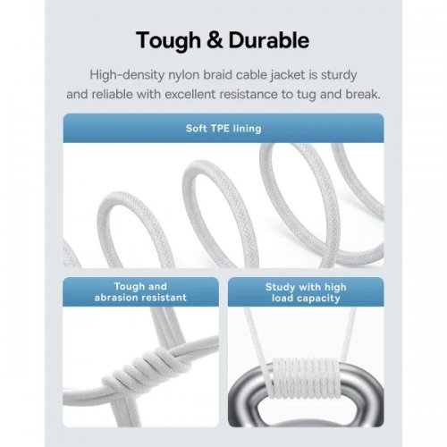 Кабель Baseus Gem Series USB Type-C to USB Type-C 100W 1m (P10373000211-00) White купити в Україні: Київ, Львів, Хмельницький, Тернопіль, Івано-Франківськ | Низька ціна, відгуки, характеристики від TELEMART фото