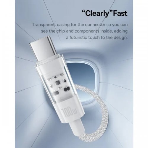 Кабель Baseus Gem Series USB Type-C to USB Type-C 100W 1m (P10373000211-00) White купити в Україні: Київ, Львів, Хмельницький, Тернопіль, Івано-Франківськ | Низька ціна, відгуки, характеристики від TELEMART фото
