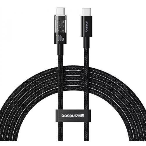 Кабель Baseus Gem Series USB Type-C to USB Type-C 100W 2m (P10373000111-01) Black купити в Україні: Київ, Львів, Хмельницький, Тернопіль, Івано-Франківськ | Низька ціна, відгуки, характеристики від TELEMART фото