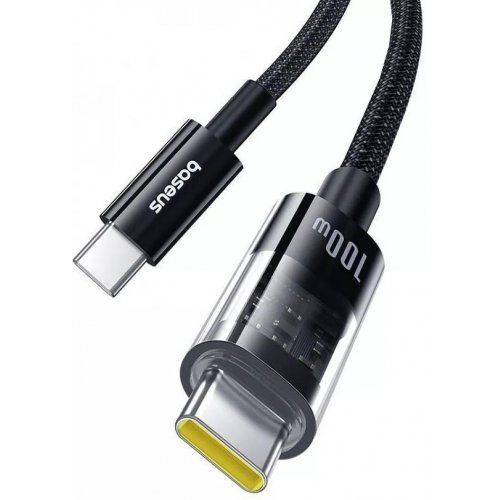 Кабель Baseus Gem Series USB Type-C to USB Type-C 100W 2m (P10373000111-01) Black купити в Україні: Київ, Львів, Хмельницький, Тернопіль, Івано-Франківськ | Низька ціна, відгуки, характеристики від TELEMART фото