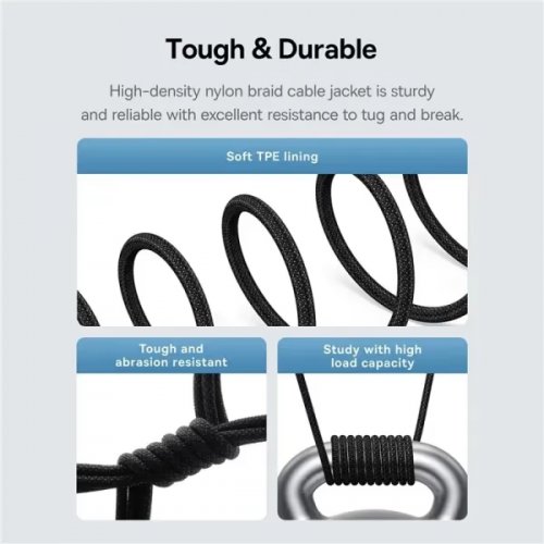 Кабель Baseus Gem Series USB Type-C to USB Type-C 100W 2m (P10373000111-01) Black купити в Україні: Київ, Львів, Хмельницький, Тернопіль, Івано-Франківськ | Низька ціна, відгуки, характеристики від TELEMART фото