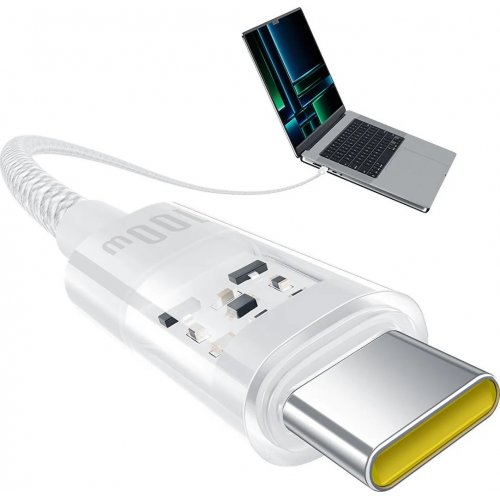 Кабель Baseus Gem Series USB Type-C to USB Type-C 100W 2m (P10373000211-01) White купить в Украине: Киев, Днепр, Харьков, Одесса  | Низкая цена, отзывы, характеристики от TELEMART фото