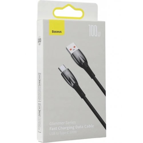 Кабель Baseus Glimmer Series USB to USB Type-C 100W 1m (CADH000401) Black купити в Україні: Київ, Львів, Хмельницький, Тернопіль, Івано-Франківськ | Низька ціна, відгуки, характеристики від TELEMART фото