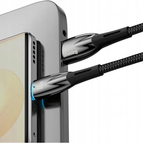 Кабель Baseus Glimmer Series USB to USB Type-C 100W 1m (CADH000401) Black купити в Україні: Київ, Львів, Хмельницький, Тернопіль, Івано-Франківськ | Низька ціна, відгуки, характеристики від TELEMART фото