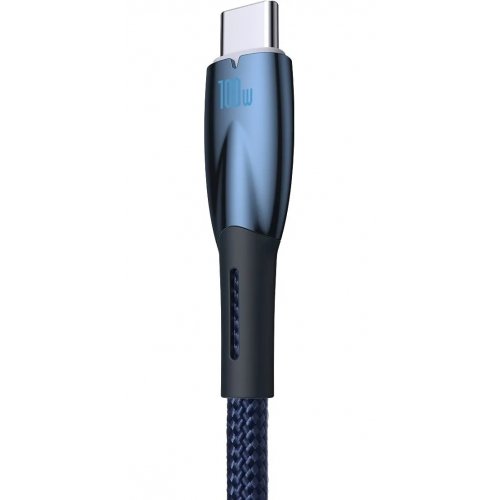 Кабель Baseus Glimmer Series USB to USB Type-C 100W 1m (CADH000403) Blue купити в Україні: Київ, Львів, Хмельницький, Тернопіль, Івано-Франківськ | Низька ціна, відгуки, характеристики від TELEMART фото