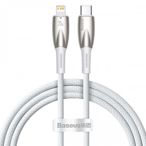 Кабель Baseus Glimmer Series USB Type-C to Lightning 20W 1m (CADH000002) White купити в Україні: Київ, Львів, Хмельницький, Тернопіль, Івано-Франківськ | Низька ціна, відгуки, характеристики від TELEMART фото