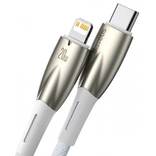 Кабель Baseus Glimmer Series USB Type-C to Lightning 20W 1m (CADH000002) White купити в Україні: Київ, Львів, Хмельницький, Тернопіль, Івано-Франківськ | Низька ціна, відгуки, характеристики від TELEMART фото