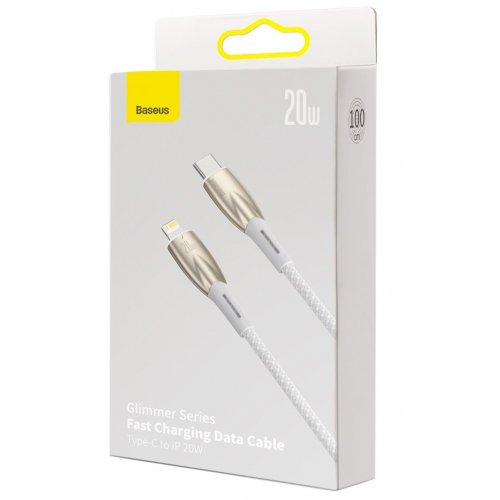 Кабель Baseus Glimmer Series USB Type-C to Lightning 20W 1m (CADH000002) White купити в Україні: Київ, Львів, Хмельницький, Тернопіль, Івано-Франківськ | Низька ціна, відгуки, характеристики від TELEMART фото