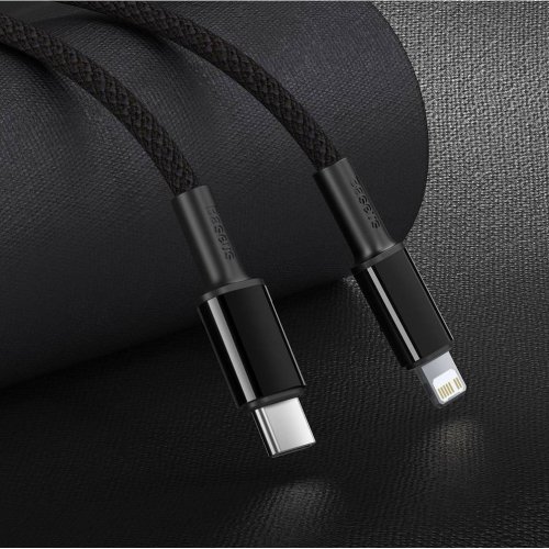 Кабель Baseus High Density Braided USB Type-C to Lightning 20W 1m (CATLGD-01) Black купити в Україні: Київ, Львів, Хмельницький, Тернопіль, Івано-Франківськ | Низька ціна, відгуки, характеристики від TELEMART фото