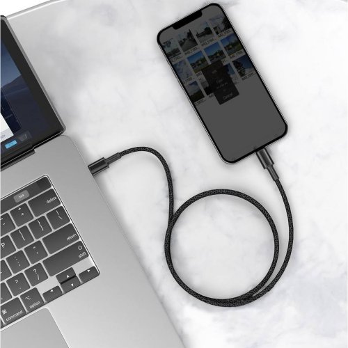 Кабель Baseus High Density Braided USB Type-C to Lightning 20W 1m (CATLGD-01) Black купити в Україні: Київ, Львів, Хмельницький, Тернопіль, Івано-Франківськ | Низька ціна, відгуки, характеристики від TELEMART фото