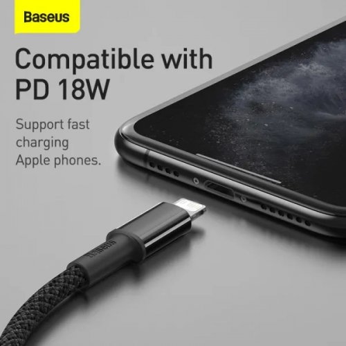 Кабель Baseus High Density Braided USB Type-C to Lightning 20W 1m (CATLGD-01) Black купити в Україні: Київ, Львів, Хмельницький, Тернопіль, Івано-Франківськ | Низька ціна, відгуки, характеристики від TELEMART фото