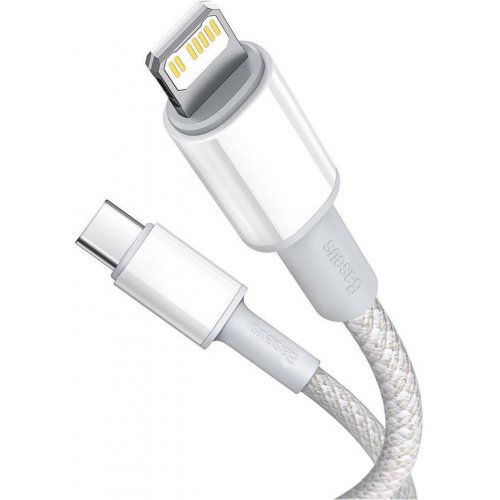 Кабель Baseus High Density Braided USB Type-C to Lightning 20W 1m (CATLGD-02) White купити в Україні: Київ, Львів, Хмельницький, Тернопіль, Івано-Франківськ | Низька ціна, відгуки, характеристики від TELEMART фото