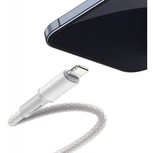 Кабель Baseus High Density Braided USB Type-C to Lightning 20W 1m (CATLGD-02) White купити в Україні: Київ, Львів, Хмельницький, Тернопіль, Івано-Франківськ | Низька ціна, відгуки, характеристики від TELEMART фото